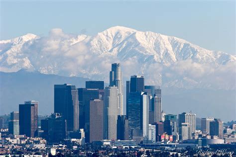 Downtown Los Angeles And Mount Baldy Winter Photo Richard Wong Photography