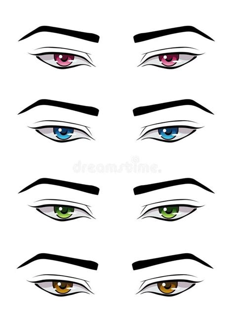 Set Of Male Anime Style Eyes Stock Illustration Illustration Of