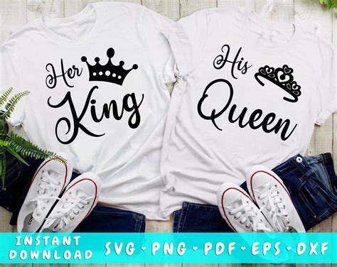 His Queen Her King Svg Couple Shirt Svg Matching Shirt Etsy