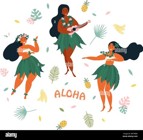 Aloha Hawaiian Holidays Poster With Hula Dancer Stock Vector Image Art Alamy