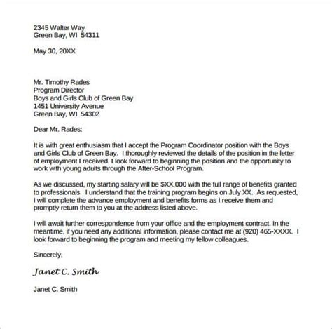 Consider the acceptance letter as another way to express your gratitude and enthusiasm for your upcoming employment. 14+ Sample Acceptance Letters - Writing Letters Formats ...