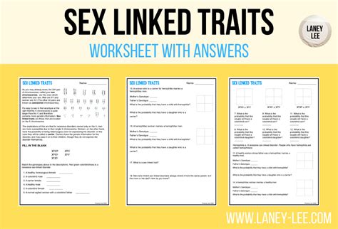 sex linked traits worksheet pdf and digital with answer key