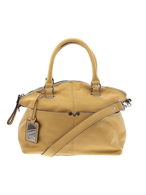 Tignanello Leather Satchel Yellow Solid Bags In Bags Satchel