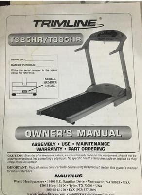 Owners manual is a little light on information. TrimLine Treadmill - T325HR/T335HR --- wire --- owner's manual