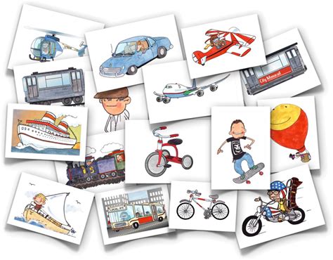 vehicles flash cards transportation theme preschool flashcards