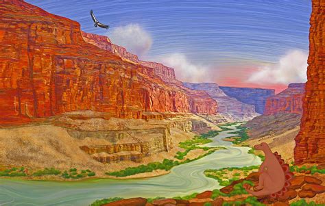 Dinosaur At Grand Canyon Drawing by Laura Calhoun