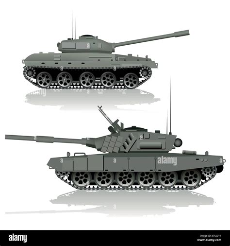 Military Tanks Isolated On White Background Vector Illustration Stock