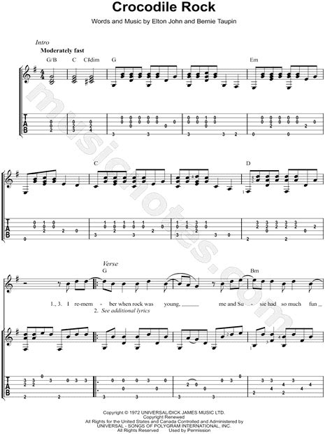 Maybe you would like to learn more about one of these? Elton John "Crocodile Rock" Guitar Tab in G Major ...