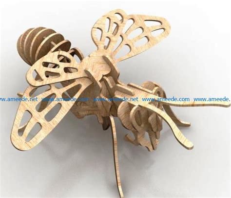 Download 3D puzzle bee file cdr and dxf free vector download for ...