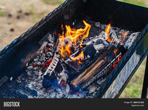 Fire On Coals Grill Image And Photo Free Trial Bigstock