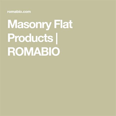 Masonry Flat Products | ROMABIO | Masonry, Masonry paint ...