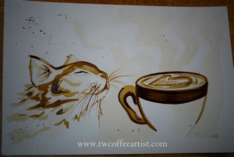 Painting With Coffee Coffee Art Cat Coffee Cats And Coffee Coffee