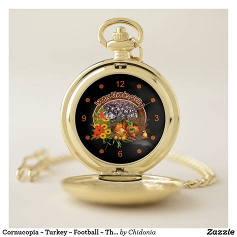 cornucopia ~ turkey ~ football ~ thanksgiving ~ pocket watch pendant watches pocket watch