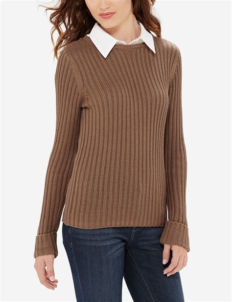 Collared Sweater | Preppy Sweater | Preppy sweater, Ribbed knit sweater, Collar sweater