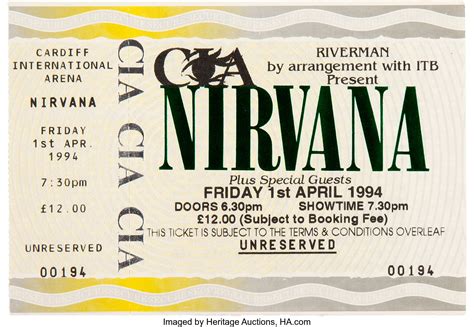 Nirvana Unused Cancelled Ticket for Cardiff International Arena | Lot