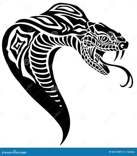 Black Cobra Snake Head Tattoo Silhouette Stock Vector Illustration