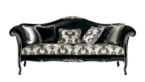Hochwertige bezüge aus samt oder stoff, gestreift oder mit blumenmuster. klassisches Sofa schwarz
