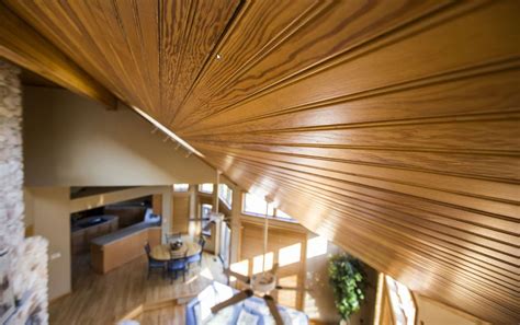 Beveled tongue and groove edge minimizes the appearance of gaps during normal expansion and contraction. Tongue-and-Groove Pine Wood vs. Drywall Ceiling