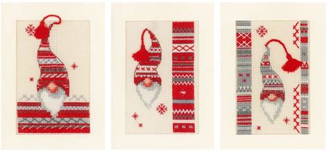 1 x cross stitch pattern: Christmas Elf Cross Stitch Christmas Card Kits (Set of 3 ...