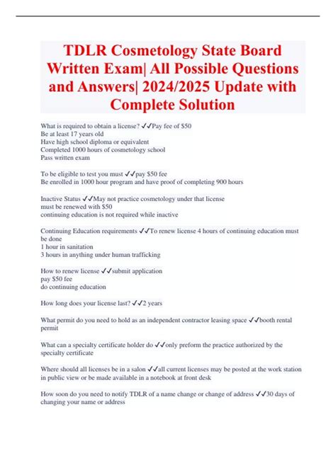 TDLR Cosmetology State Board Written Exam| All Possible Questions and