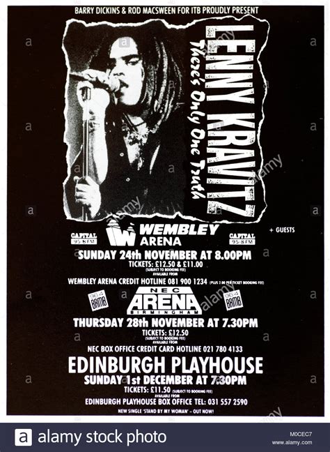 Magazine Advert With Uk Tour Dates For Lenny Kravitz 1991 Stock Photo