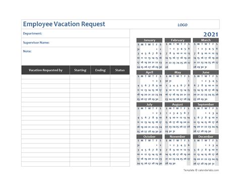 business employee vacation request  printable
