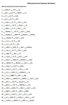 Balancing chemical equations worksheet student instructions 1. Balancing Chemical Equations Worksheet and answer key ...