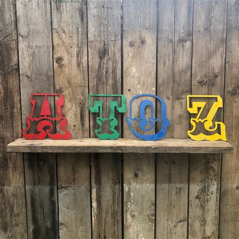 5 AND 12 Coloured , CARNIVAL LETTERS , Rustic metal alphabet letters, shop signs, fairground ...