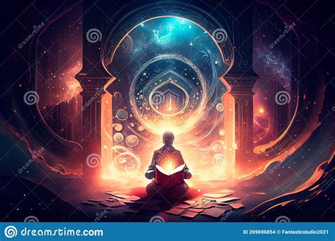 Illustration of Spiritual Awakening Enlightenment Meditation