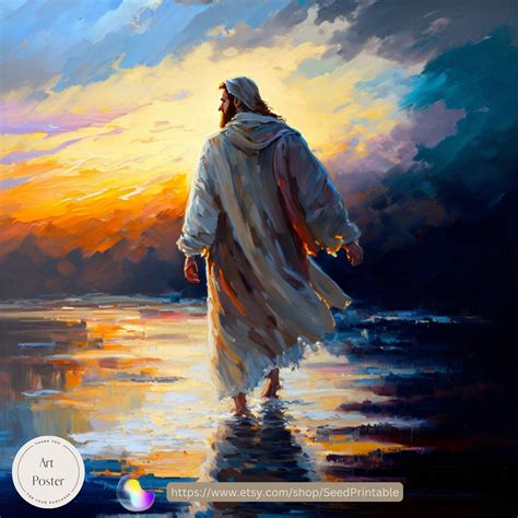 Jesus Walking On Water A Miracle Of Faith Art Poster Etsy