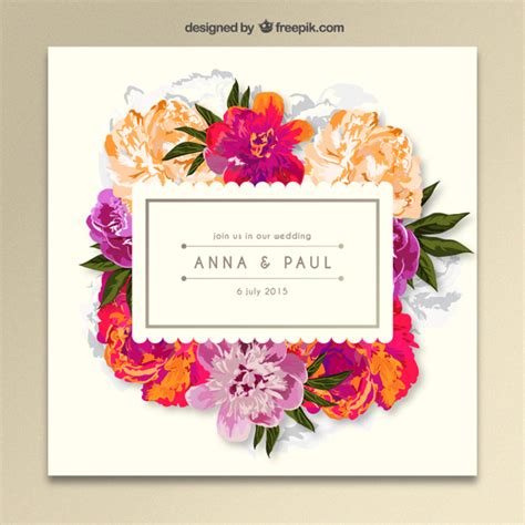 Download Floral wedding invitation Vector | Free Download