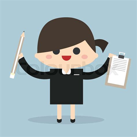 Businesswoman Holding Notes And A Pen Stock Vector Colourbox