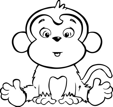 Coloring Monkey Pages Baby Printable Kids Cute Monkeys Animal Realistic