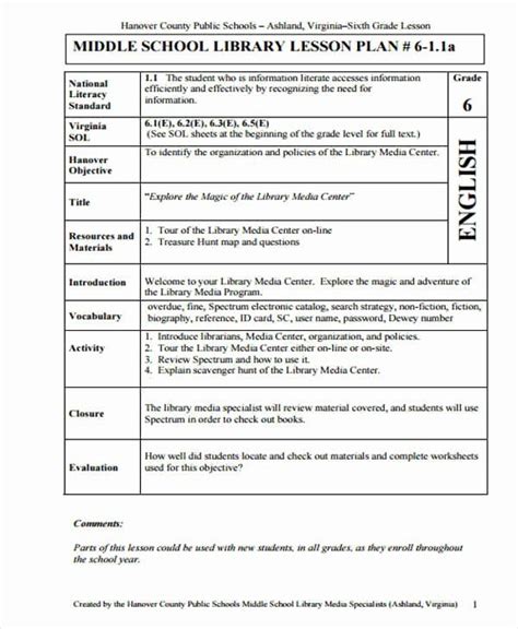 Middle School Lesson Plan Template Beautiful 8 Lesson Plan Samples