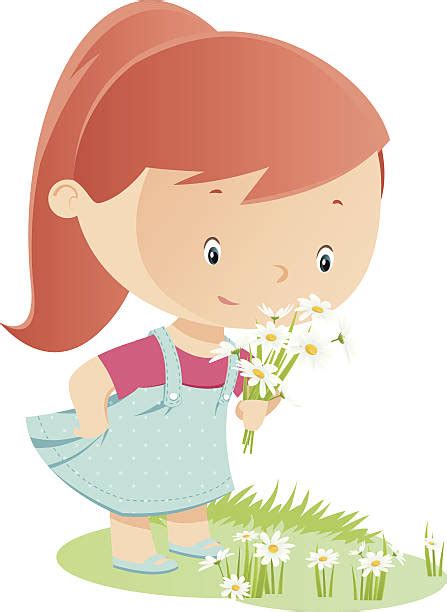 Girl Smelling Flowers Illustrations Royalty Free Vector Graphics