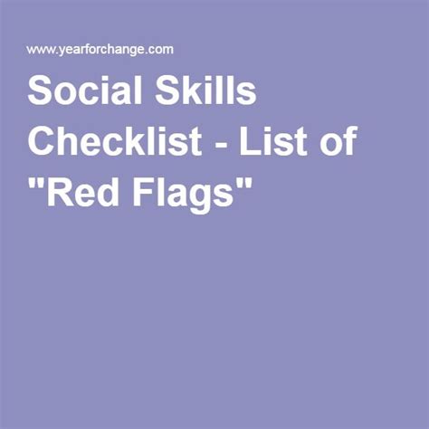 Social Skills Checklist - List of 