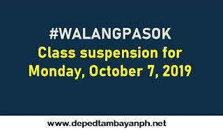 Walangpasok Class Suspensions For Monday October Deped
