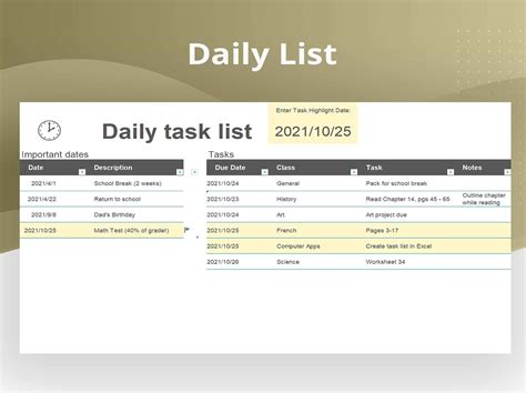 Excel Of Yellow Daily Task Listxlsx Wps Free Templates