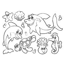 The dog and her children. 35 Best Free Printable Ocean Coloring Pages Online