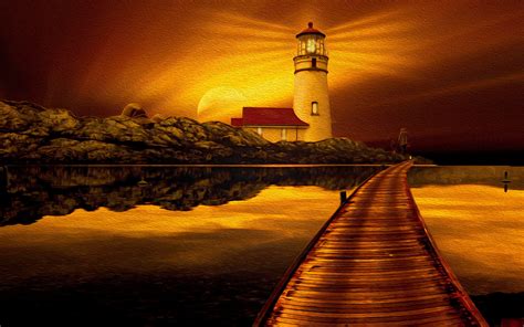 Beautiful Image Of Lighthouse Desktop Wallpaper Of Sunset