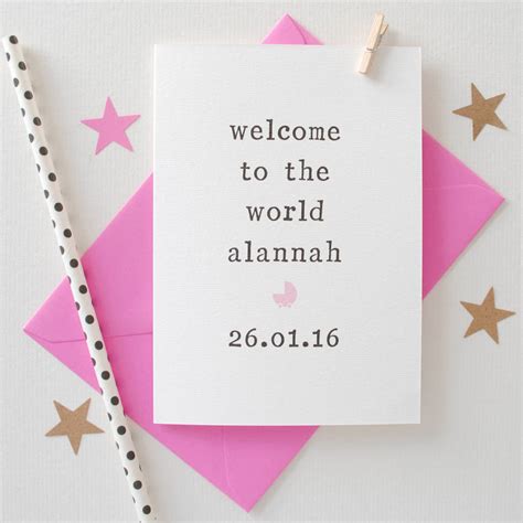 Personalised Welcome To The World New Baby Card By The Two Wagtails