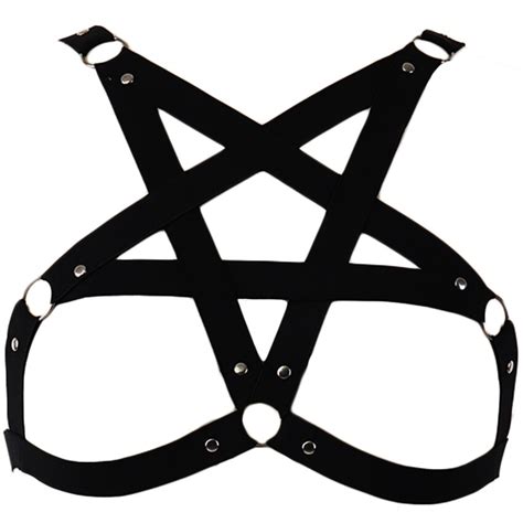 Goth Top Pentagram Harness Belt Black Cage Bra Woman Sexy Lingerie Harajuku Bondage Body Harness