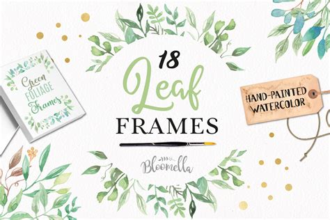 Download 35,202 leaf border free vectors. Leaf Frames Foliage Borders & Corners Green Watercolor Leaves By Bloomella | TheHungryJPEG.com