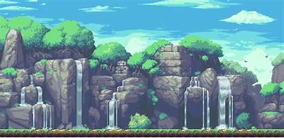 Background Waterfall Pixel Pixelart Pixeljoint Forest Games
