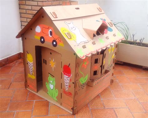 Casinha De Papelão Para Desenhar E Colorir Brinquedo Sustentável