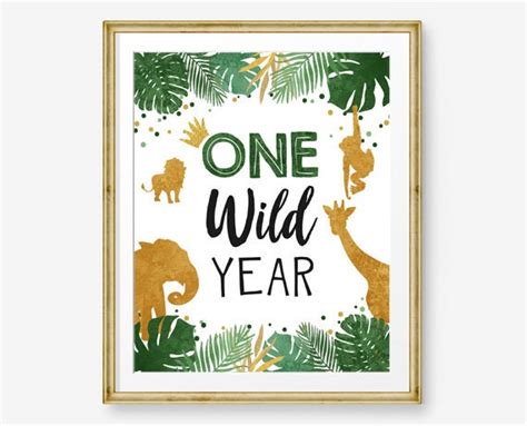 One Wild Year Birthday Sign Table Decor Safari Birthday Wild Etsy