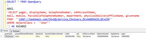 Sql Server How To Query Active Directory Data Using Adsi Ldap