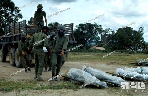 Vietnam War Siege Of Kontum Montagnard Soldiers Wearing Gas Masks