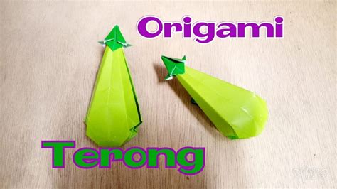 Cara membuat origami ikan layang layang. cara membuat origami terong - YouTube