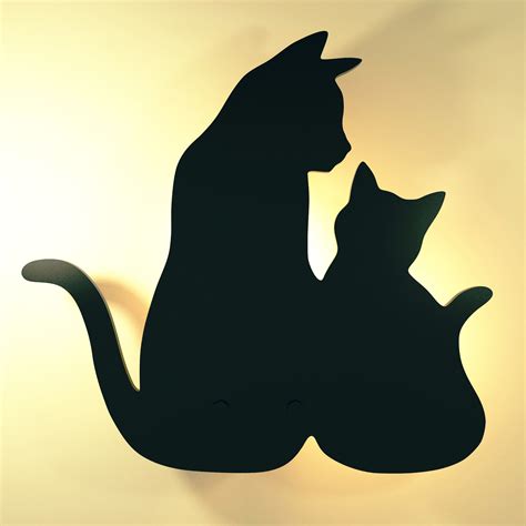 cat silhouettes light 3d model cgtrader